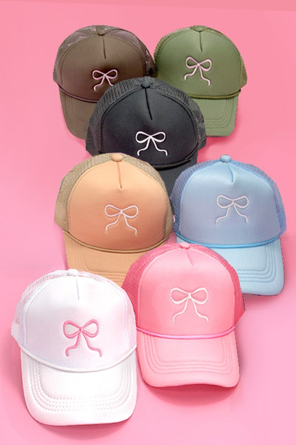 Embroidery Ribbon Bow Trucker Cap