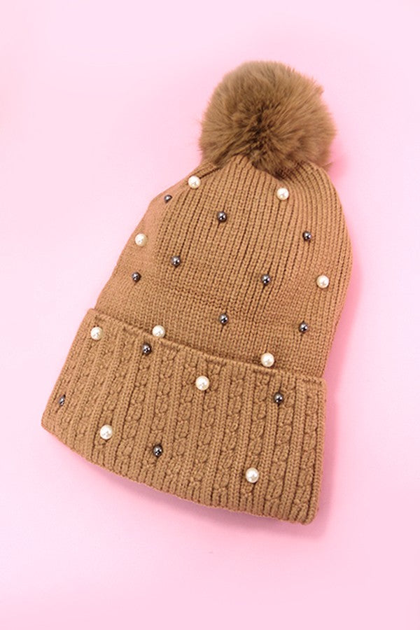 Sequin Faux Fur Pom Pom Beanie - Image 6