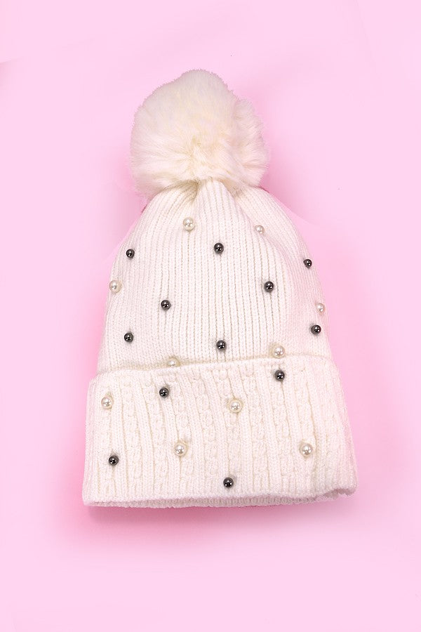 Sequin Faux Fur Pom Pom Beanie - Image 8