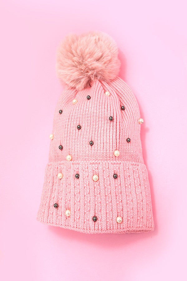 Sequin Faux Fur Pom Pom Beanie - Image 7