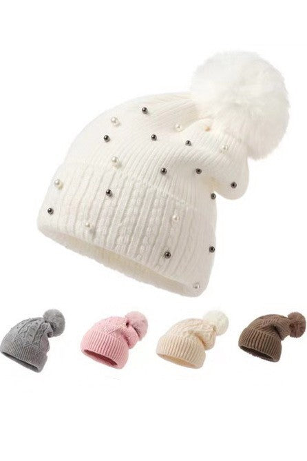 Sequin Faux Fur Pom Pom Beanie - Image 4