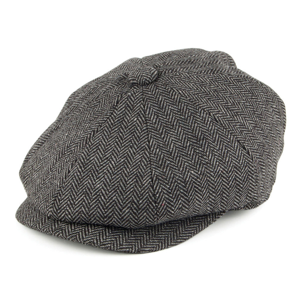 Charcoal Kids Herringbone Newsboy Cap