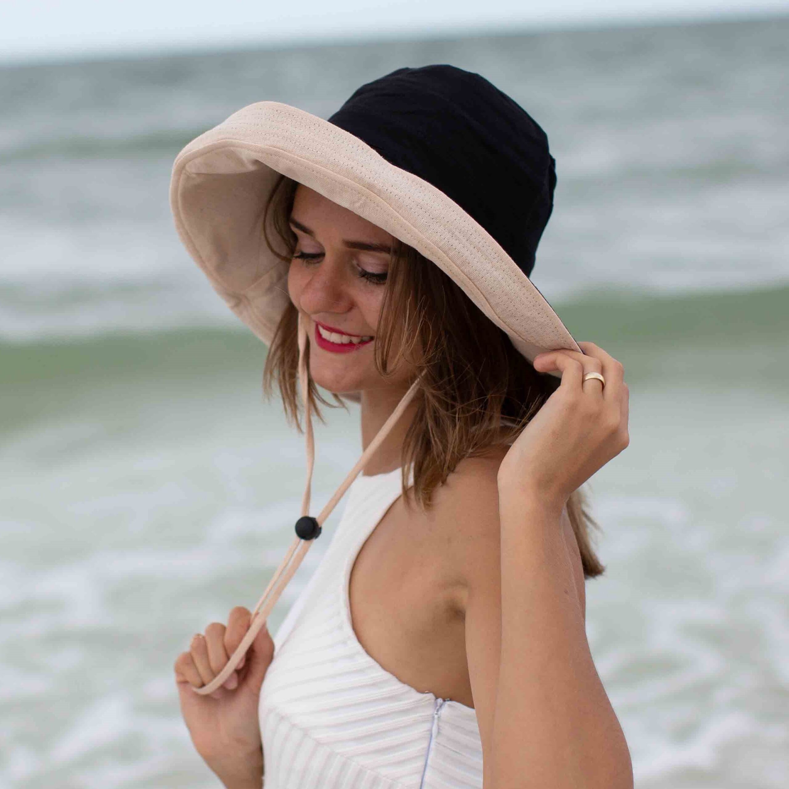 Sun Hat Women's Wide Brim Bucket Hat, Large Cotton Floppy Panama Sunhats Packable Summer Elegant Vacation Honeymoon Hat - Image 8