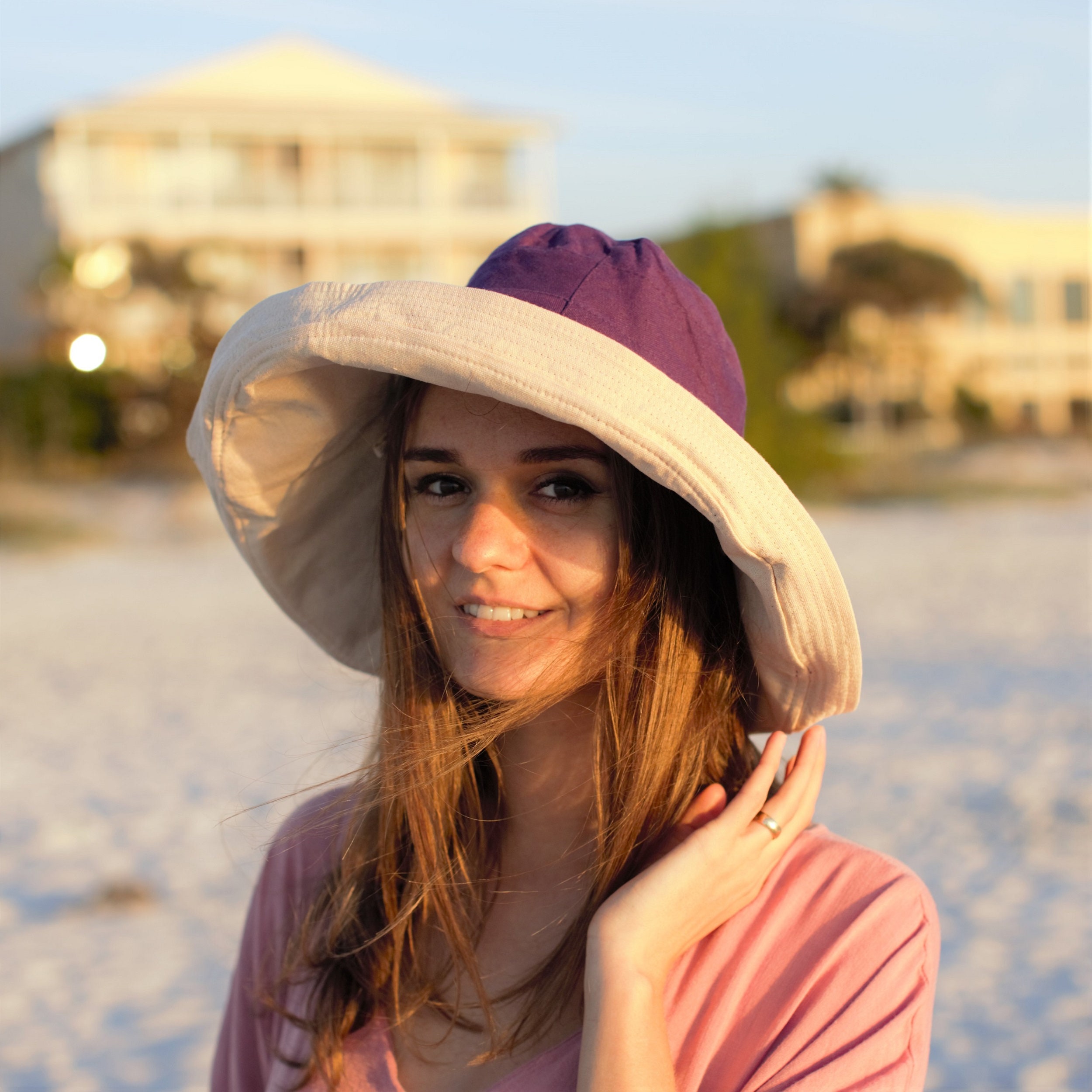 Sun Hat Women's Wide Brim Bucket Hat, Large Cotton Floppy Panama Sunhats Packable Summer Elegant Vacation Honeymoon Hat - Image 9