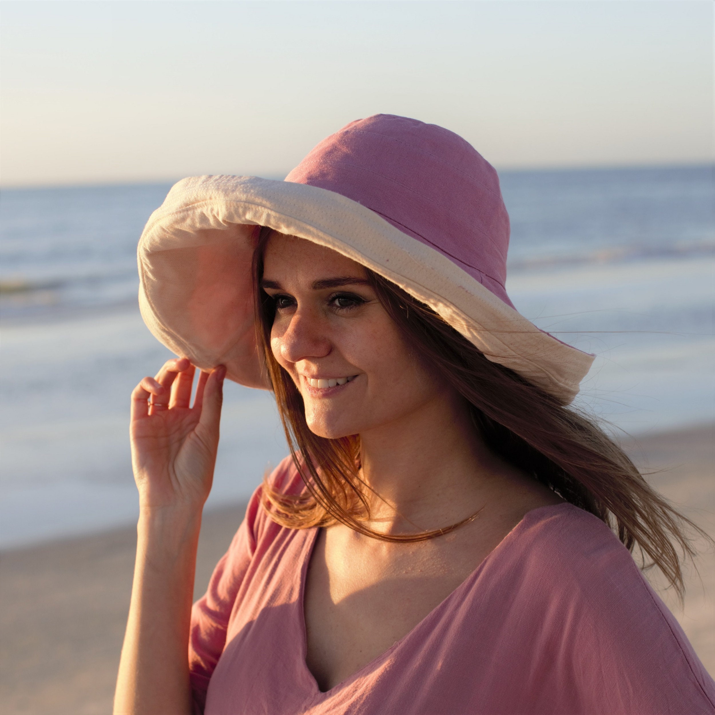 Sun Hat Women's Wide Brim Bucket Hat, Large Cotton Floppy Panama Sunhats Packable Summer Elegant Vacation Honeymoon Hat - Image 10