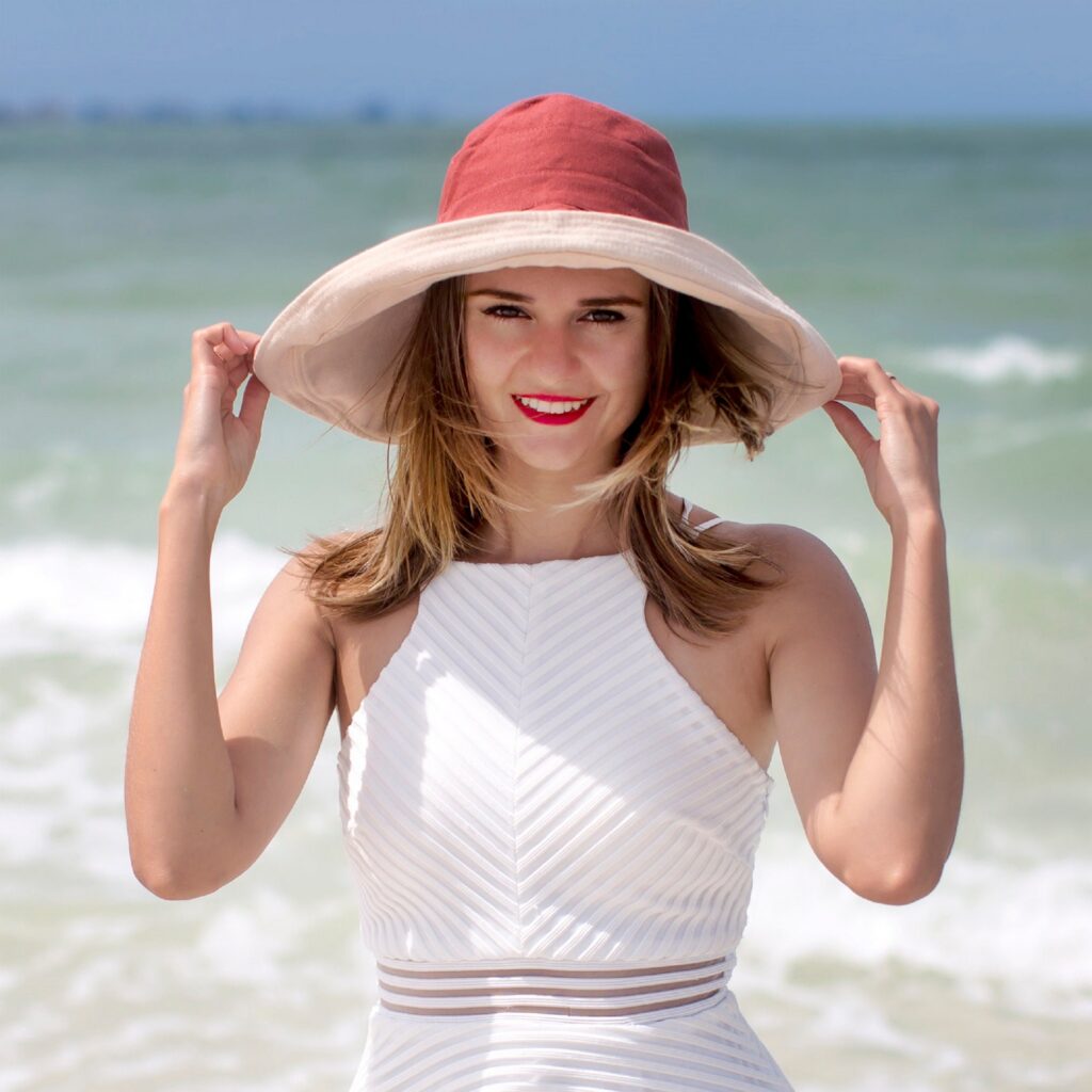 Wide Brim Bucket Hat 5" Sun Hat Women's Floppy 100% Cotton Sun Hat With Chin Strap Sunhats Women Elegant Vacation Honeymoon
