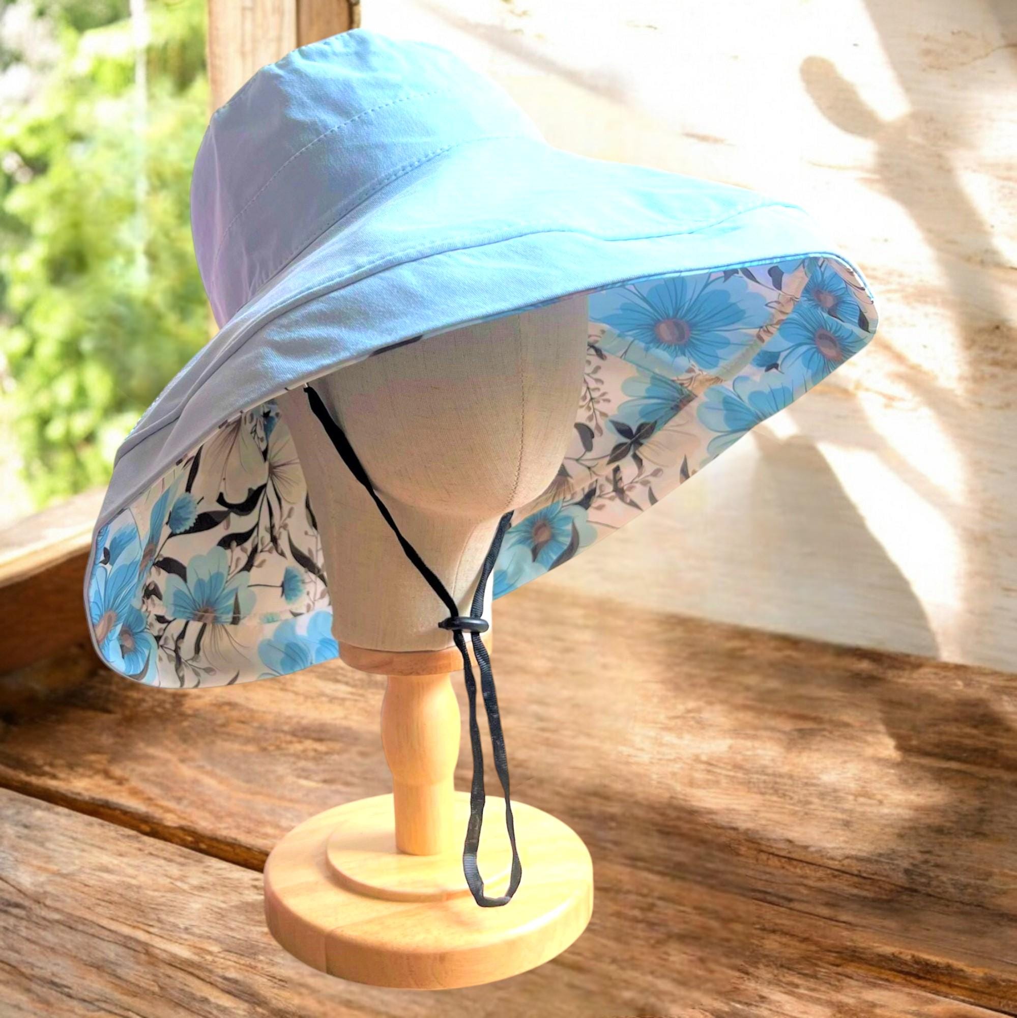 Reversible Daisy Wide Brim Sun Hat - 100 % Cotton Summer Gardening Accessory & - Image 8