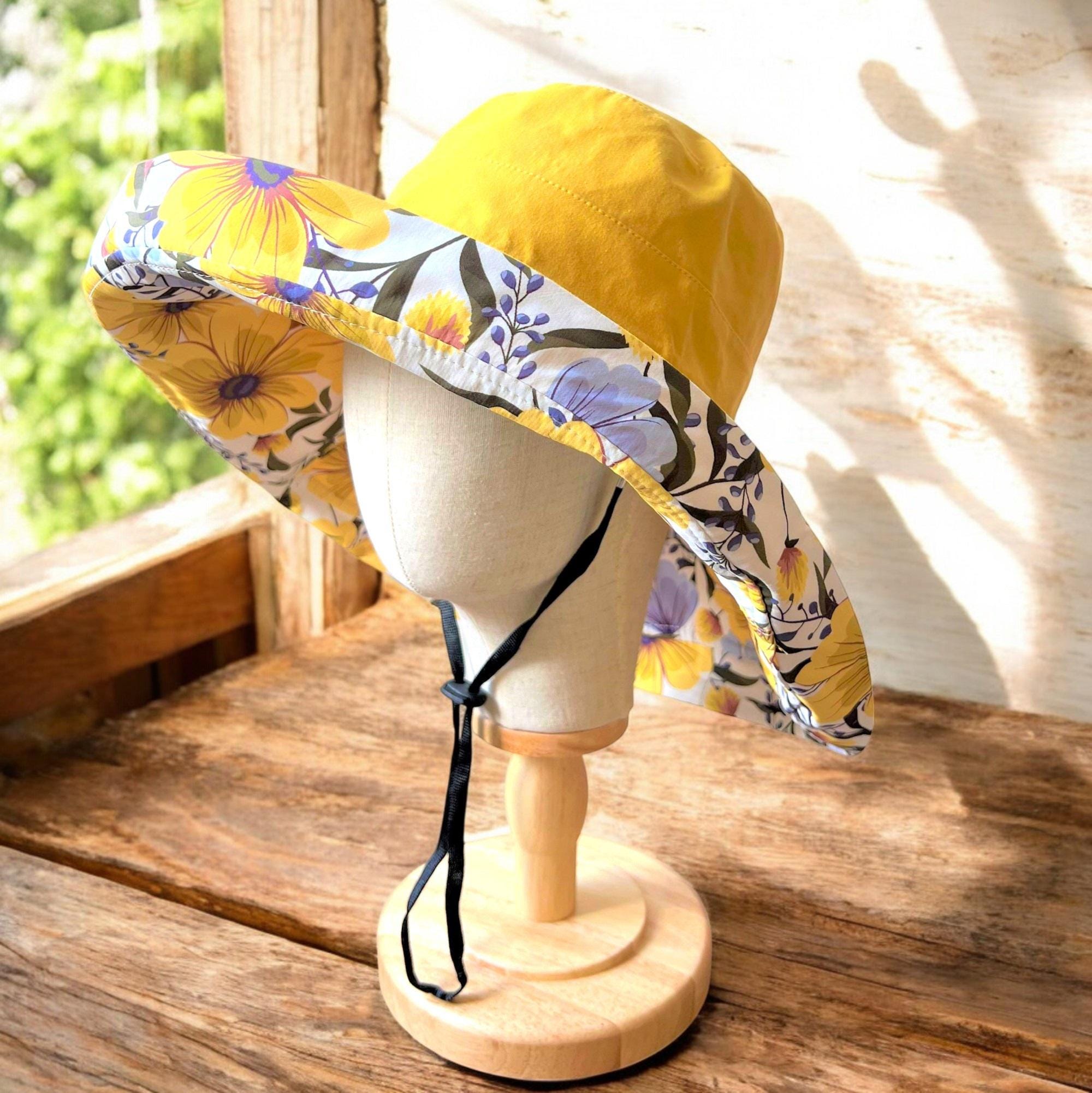 Reversible Daisy Wide Brim Sun Hat - 100 % Cotton Summer Gardening Accessory & - Image 2